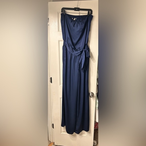 Ramy Brook Bree Strapless Silk Jumpsuit Navy Blue Size Large NWT 🆕 - Picture 12 of 13